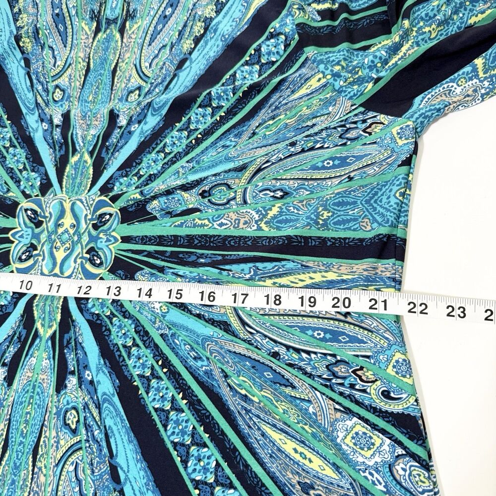 Chico’s Blue Green Paisley Print 3/4 Sleeve Dress Size 3/ XL - Picture 9 of 11